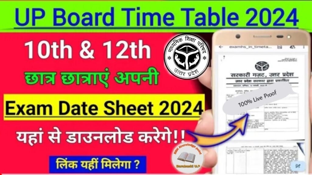 UP Board Exam Date 2024 Time Table